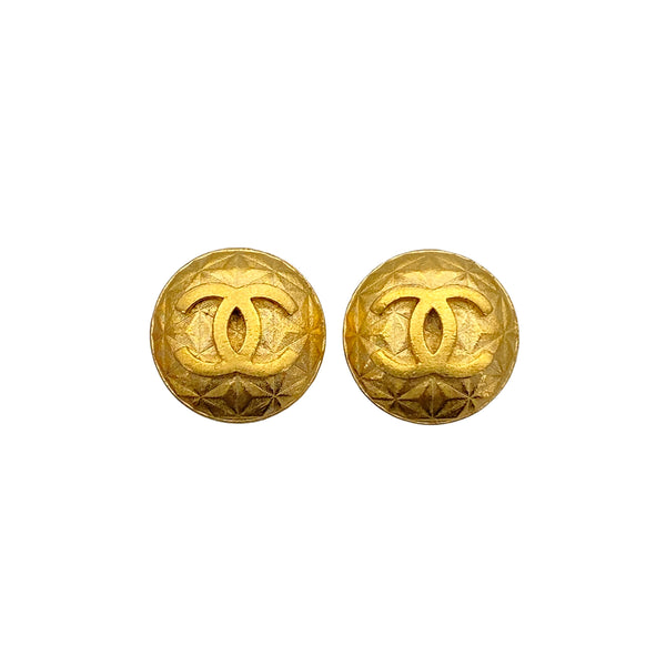 VINTAGE CHANEL EARRINGS COCOMARK ROUND GOLD ACCESSORY 95A 90326228