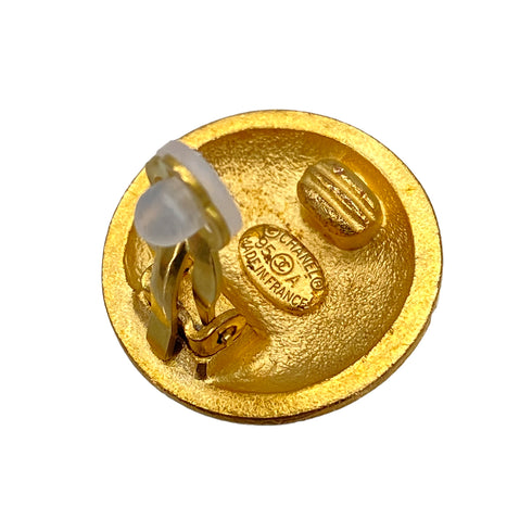 VINTAGE CHANEL EARRINGS COCOMARK ROUND GOLD ACCESSORY 95A 90326228