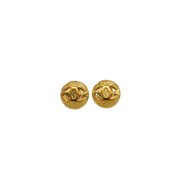 VINTAGE CHANEL EARRINGS COCOMARK ROUND GOLD ACCESSORY 96A 90348511
