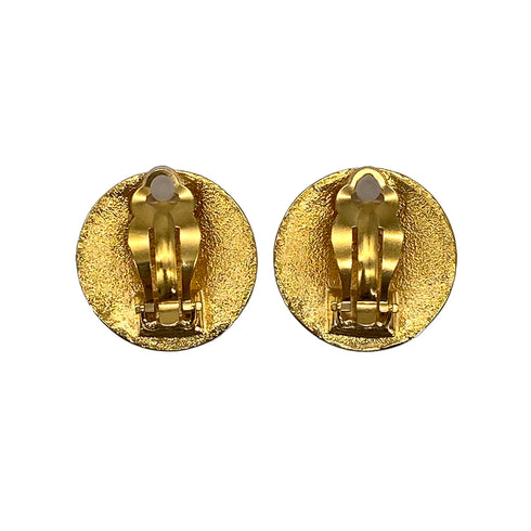 VINTAGE CHANEL EARRINGS COCOMARK ROUND GOLD ACCESSORY 97P 90322037