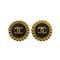 VINTAGE CHANEL EARRINGS COCOMARK ROUND GOLD BLACK ACCESSORY 95P 90335633