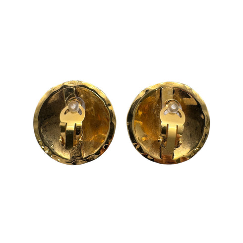VINTAGE CHANEL EARRINGS COCOMARK ROUND MATELASSE ACCESSORY 90326879
