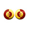 VINTAGE CHANEL EARRINGS COCOMARK ROUND RED GOLD ACCESSORY 90325622