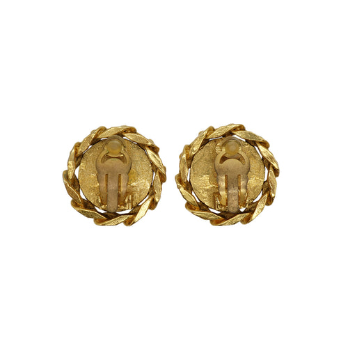 VINTAGE CHANEL EARRINGS COCOMARK ROUND RHINESTONE ACCESSORY 23 90330666
