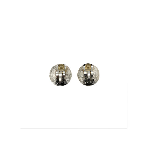 VINTAGE CHANEL EARRINGS COCOMARK ROUND SILVER BLACK ACCESSORY 96P 90337670