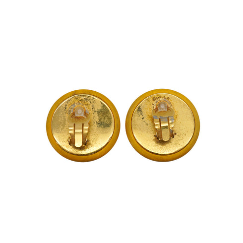 VINTAGE CHANEL EARRINGS COCOMARK ROUND YELLOW GOLD ACCESSORY 24 90335750