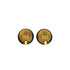 VINTAGE CHANEL EARRINGS COCOMARK SHELL RHINESTONE ROUND GOLD BLACK ACCESSORY 97A 90350545