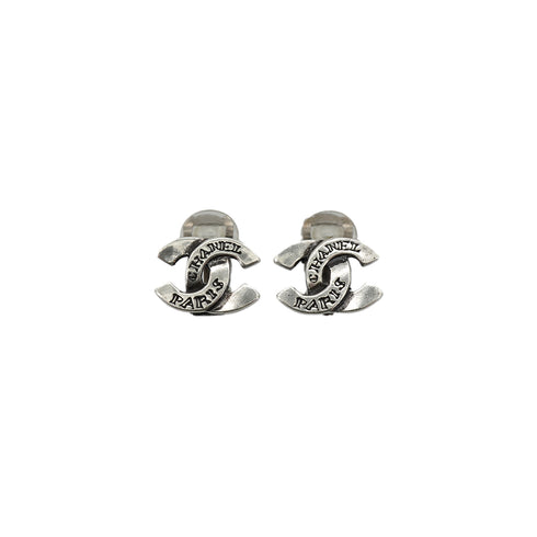 VINTAGE CHANEL EARRINGS COCOMARK LOGO SILVER ACCESSORY 99A 90335617