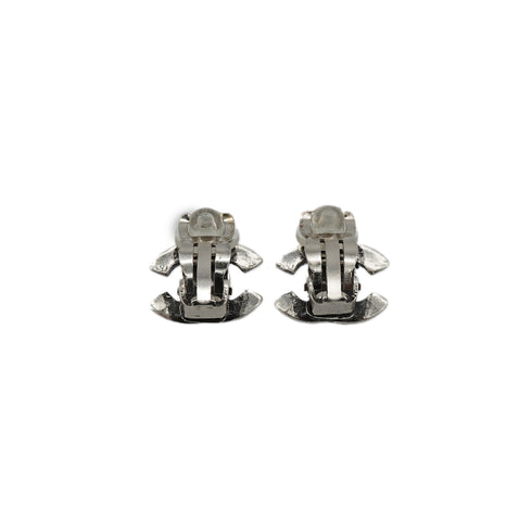 VINTAGE CHANEL EARRINGS COCOMARK LOGO SILVER ACCESSORY 99A 90335617