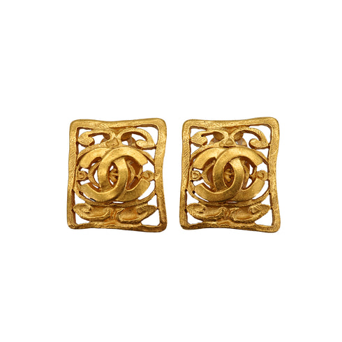 VINTAGE CHANEL EARRINGS COCOMARK SQUARE ACCESSORY 95A 90335637