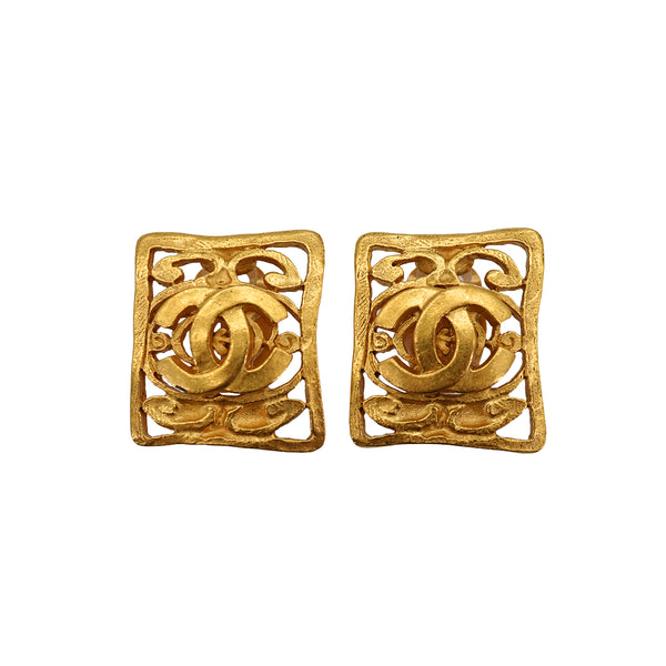 VINTAGE CHANEL EARRINGS COCOMARK SQUARE ACCESSORY 95A 90335637