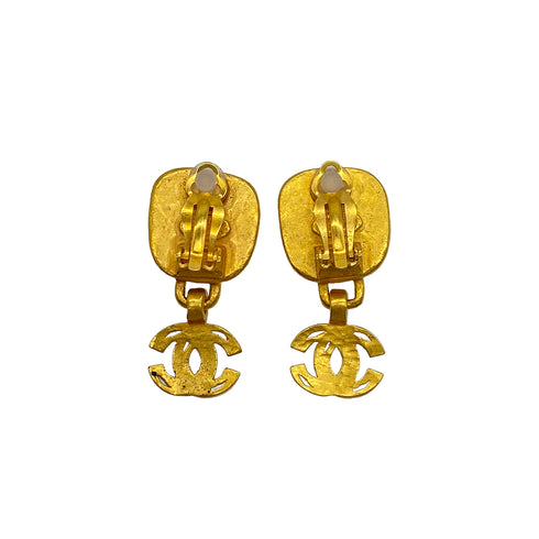 VINTAGE CHANEL EARRINGS COCOMARK SQUARE COLOR STONE GOLD ACCESSORY 97A 90322127