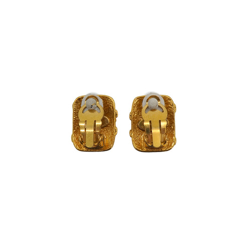 VINTAGE CHANEL EARRINGS COCOMARK SQUARE GOLD ACCESSORY 94A 90340518