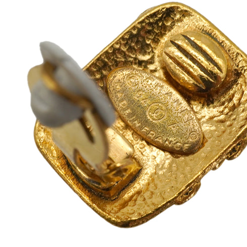 VINTAGE CHANEL EARRINGS COCOMARK SQUARE GOLD ACCESSORY 94A 90340518