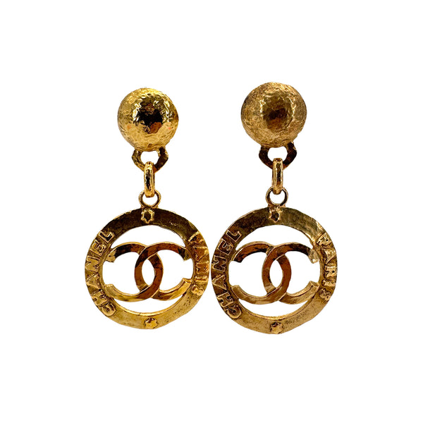VINTAGE CHANEL EARRINGS COCOMARK SWING GOLD ACCESSORY 28 90319318
