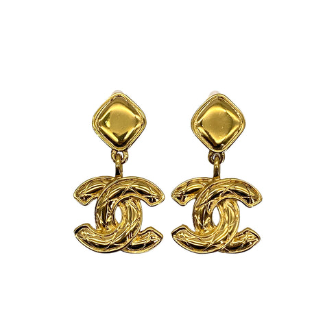 VINTAGE CHANEL EARRINGS COCOMARK SWING GOLD ACCESSORY 90323985