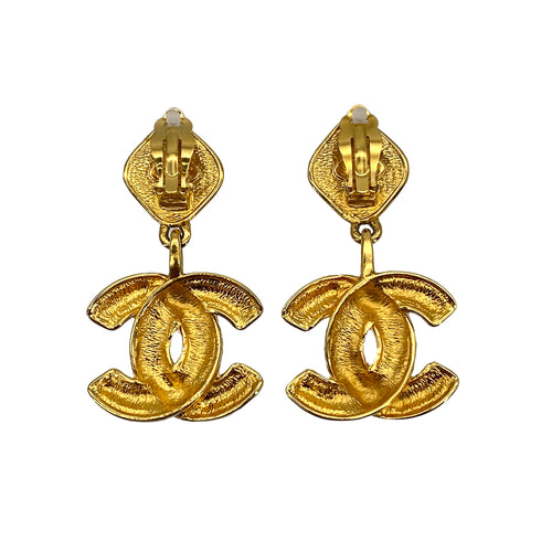 VINTAGE CHANEL EARRINGS COCOMARK SWING GOLD ACCESSORY 90323985
