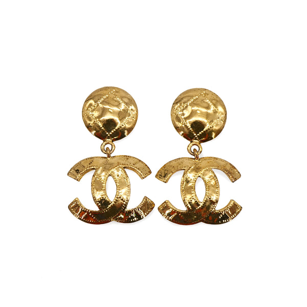 VINTAGE CHANEL EARRINGS COCOMARK SWING GOLD ACCESSORY 94P 90321128
