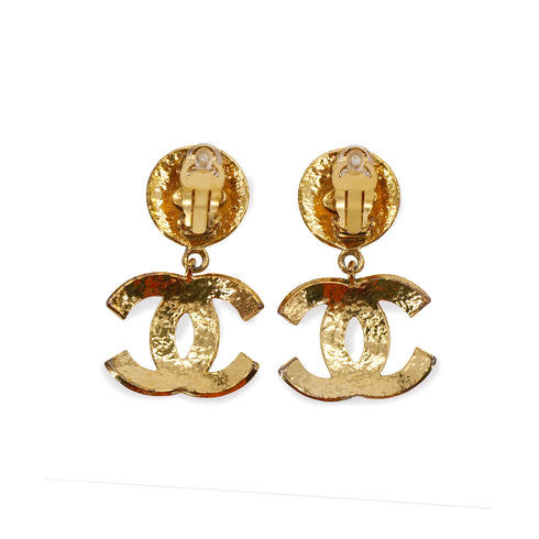 VINTAGE CHANEL EARRINGS COCOMARK SWING GOLD ACCESSORY 94P 90321128