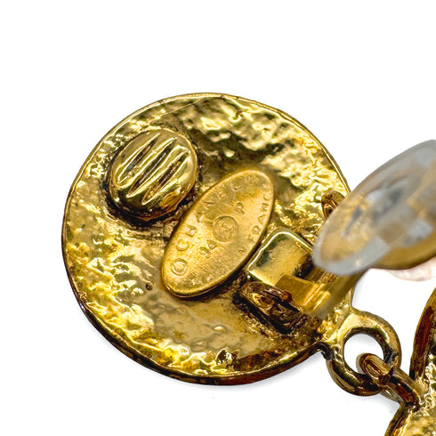VINTAGE CHANEL EARRINGS COCOMARK SWING GOLD ACCESSORY 94P 90321128