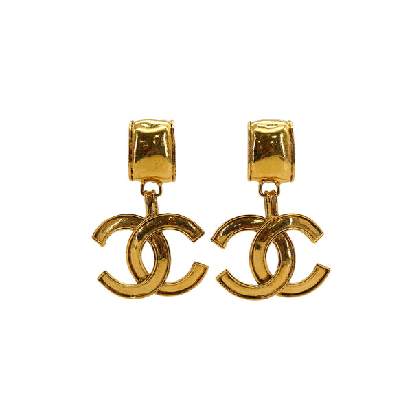 VINTAGE CHANEL EARRINGS COCOMARK SWING GOLD ACCESSORY 94P 90333713