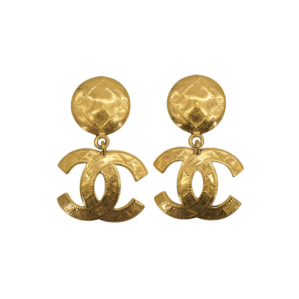 VINTAGE CHANEL EARRINGS COCOMARK SWING GOLD ACCESSORY 94P 90324773