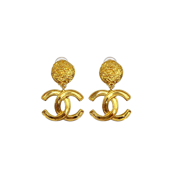 VINTAGE CHANEL EARRINGS COCOMARK SWING GOLD ACCESSORY 95A 90326612