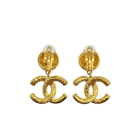 VINTAGE CHANEL EARRINGS COCOMARK SWING GOLD ACCESSORY 95A 90326612
