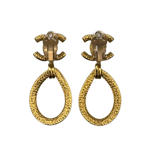 VINTAGE CHANEL EARRINGS COCOMARK SWING GOLD ACCESSORY 96P 90323114