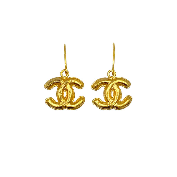 VINTAGE CHANEL EARRINGS COCOMARK SWING GOLD ACCESSORY 99A 90319675