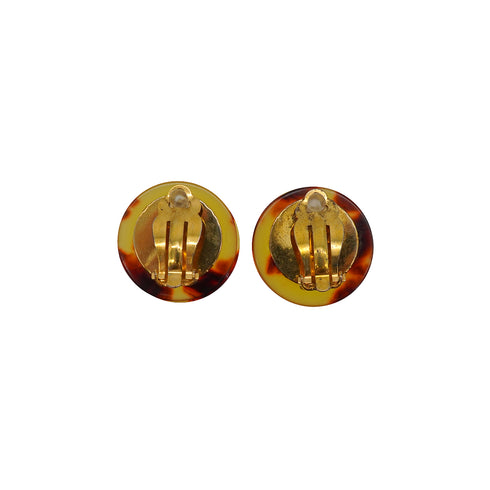 VINTAGE CHANEL EARRINGS COCOMARK TORTOISESHELL GOLD ACCESSORY 97P 90340526