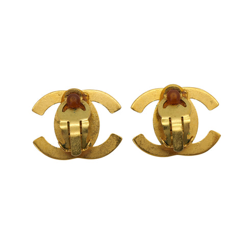 VINTAGE CHANEL EARRINGS COCOMARK TURN LOCK GOLD ACCESSORY 97P 90324119