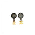 VINTAGE CHANEL EARRINGS COIN MOTIF COCOMARK SWING BLACK GOLD ACCESSORY 96A 90339129