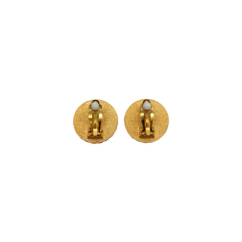 VINTAGE CHANEL EARRINGS COIN MOTIF ROUND ACCESSORY 95A 90337692