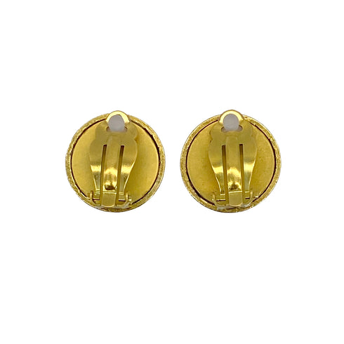 VINTAGE CHANEL EARRINGS COLOR STONE LOGO BLUE GOLD ACCESSORY 94A 90319607