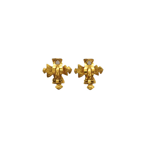 VINTAGE CHANEL EARRINGS CROSS COCOMARK GOLD ACCESSORY 94P 90337702