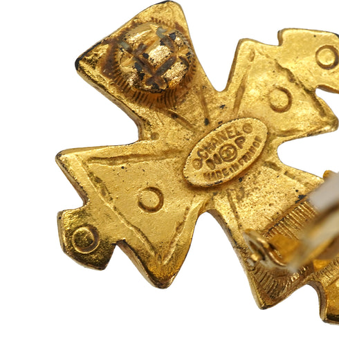 VINTAGE CHANEL EARRINGS CROSS COCOMARK GOLD ACCESSORY 94P 90337702