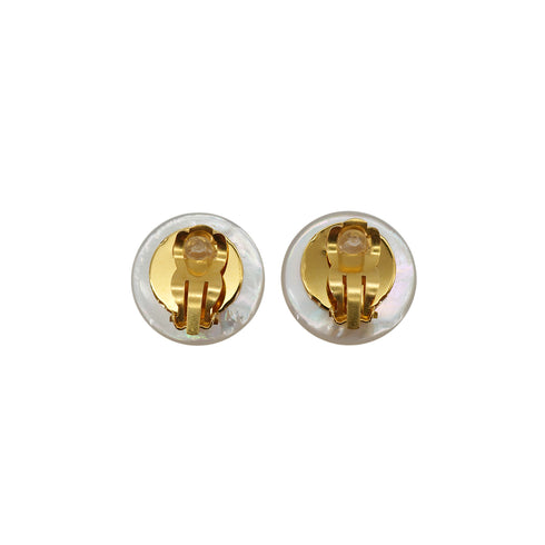 VINTAGE CHANEL EARRINGS FAUX PEARL ROUND ACCESSORY 96C 90330674