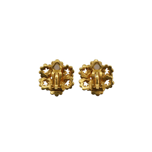 VINTAGE CHANEL EARRINGS FLOWER COCOMARK GOLD ACCESSORY 96P 90339110