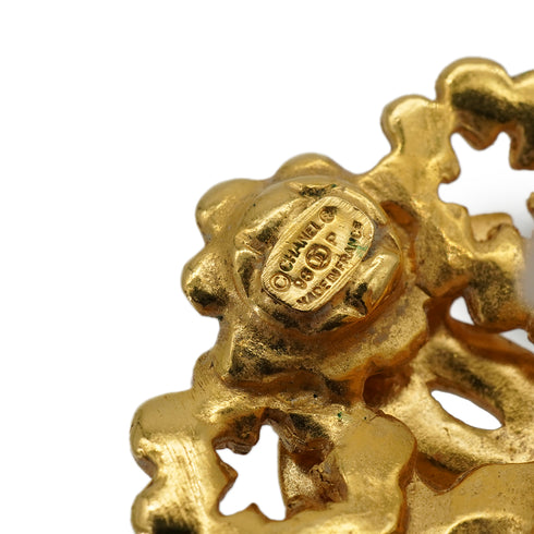 VINTAGE CHANEL EARRINGS FLOWER COCOMARK GOLD ACCESSORY 96P 90339110