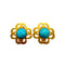VINTAGE CHANEL EARRINGS FLOWER COCOMARK TURQUOISE BLUE GOLD ACCESSORY 95P 90326643