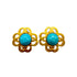 VINTAGE CHANEL EARRINGS FLOWER COCOMARK TURQUOISE BLUE GOLD ACCESSORY 95P 90326643
