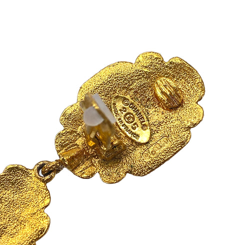 VINTAGE CHANEL EARRINGS GRIPOIX GREEN GOLD SWING ACCESSORY 25 90325621