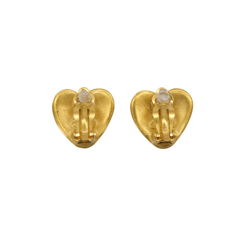 VINTAGE CHANEL EARRINGS HEART COCOMARK GOLD ACCESSORY 95P 90312945