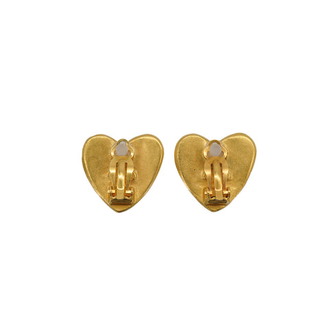 VINTAGE CHANEL EARRINGS HEART COCOMARK GOLD ACCESSORY 95P 90335626
