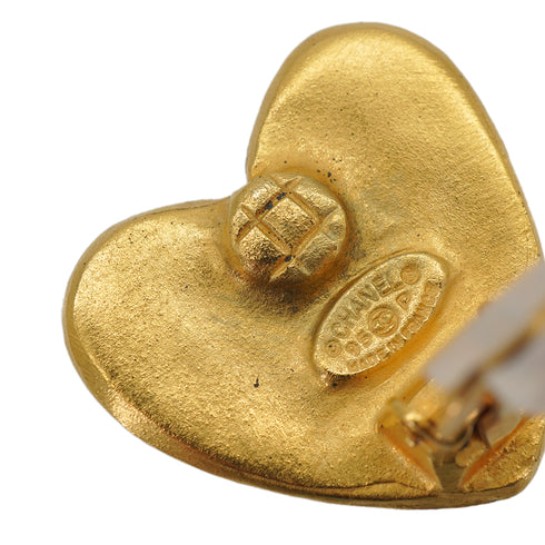 VINTAGE CHANEL EARRINGS HEART COCOMARK GOLD ACCESSORY 95P 90335626