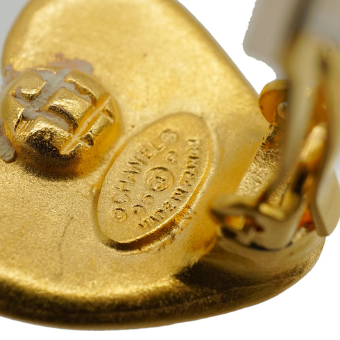 VINTAGE CHANEL EARRINGS HEART COCOMARK GOLD ACCESSORY 95P 90350550