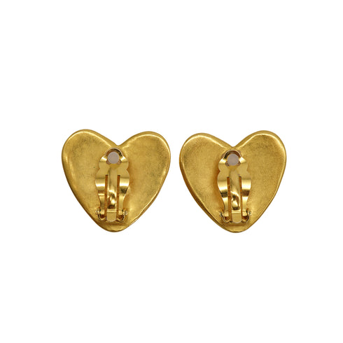 VINTAGE CHANEL EARRINGS HEART COCOMARK GOLD ACCESSORY 95P 90330707