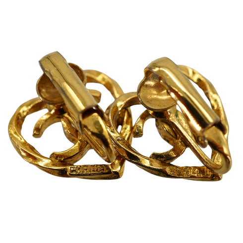 VINTAGE CHANEL EARRINGS HEART COCOMARK GOLD ACCESSORY 90330659