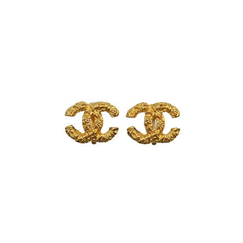 VINTAGE CHANEL EARRINGS LAVA COCOMARK GOLD ACCESSORY 93A 90337712